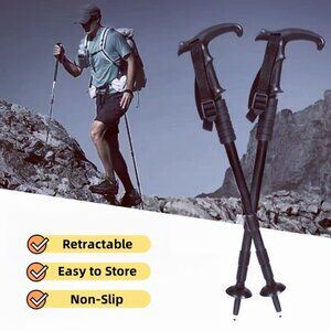 2X Trekking Poles Walking Cane Hiking Stick Foldable Telescopic Lightweight
